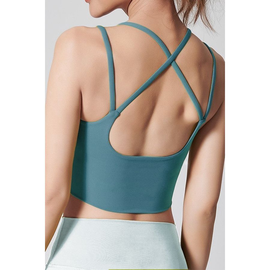 Solid Plain Crossed Back Sports Bra