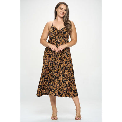 Plus Botanical Print Front Tie Maxi Dress