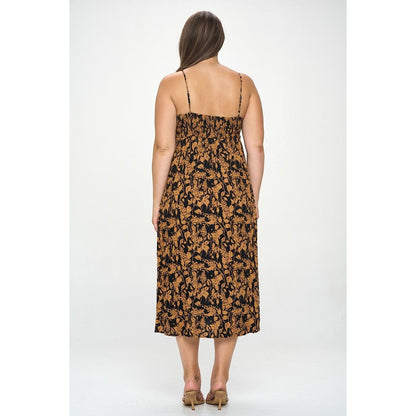 Plus Botanical Print Front Tie Maxi Dress