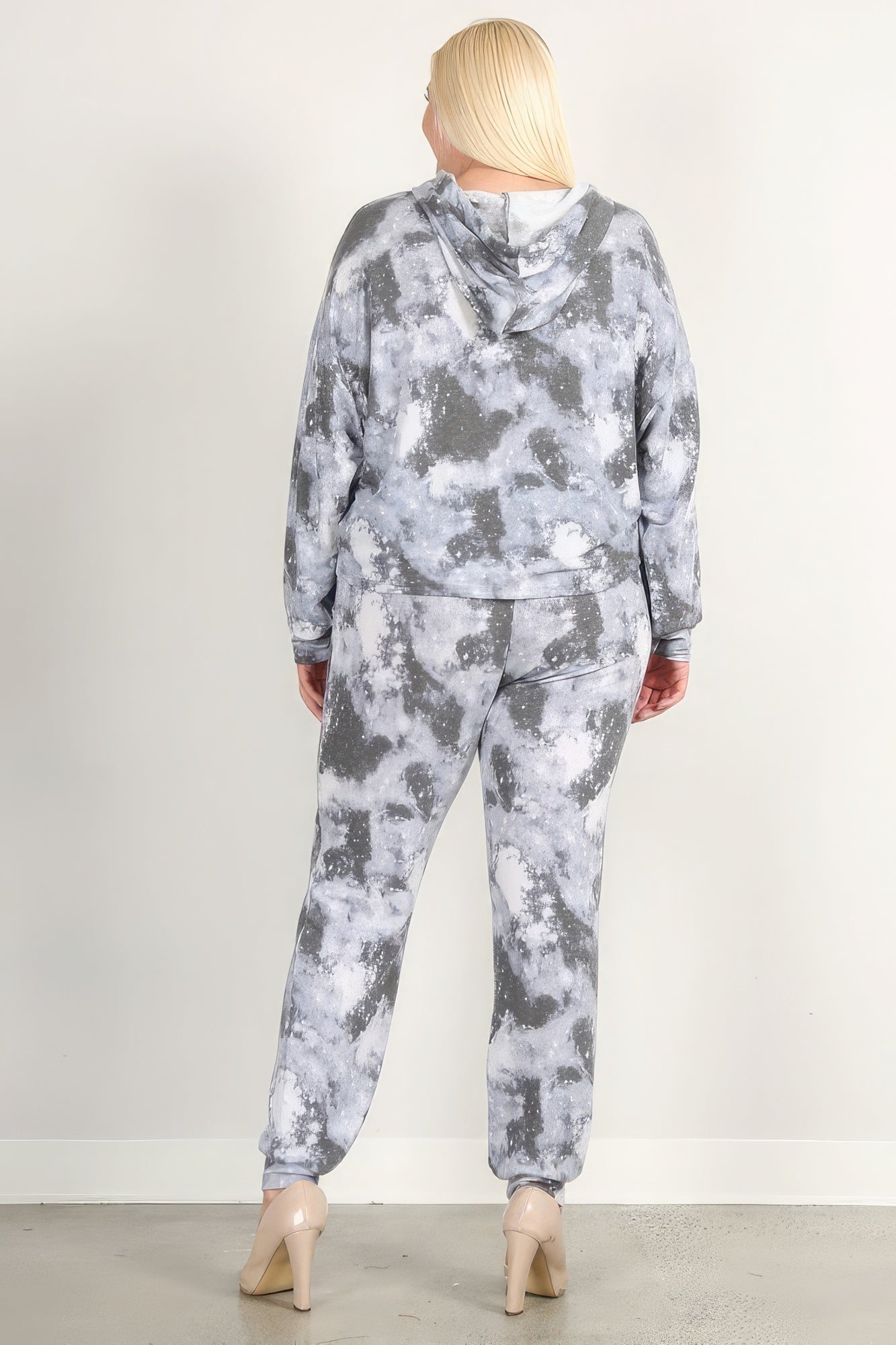 Plus-size Tie Dye Print Pullover Hoodie And Sweatpants Set