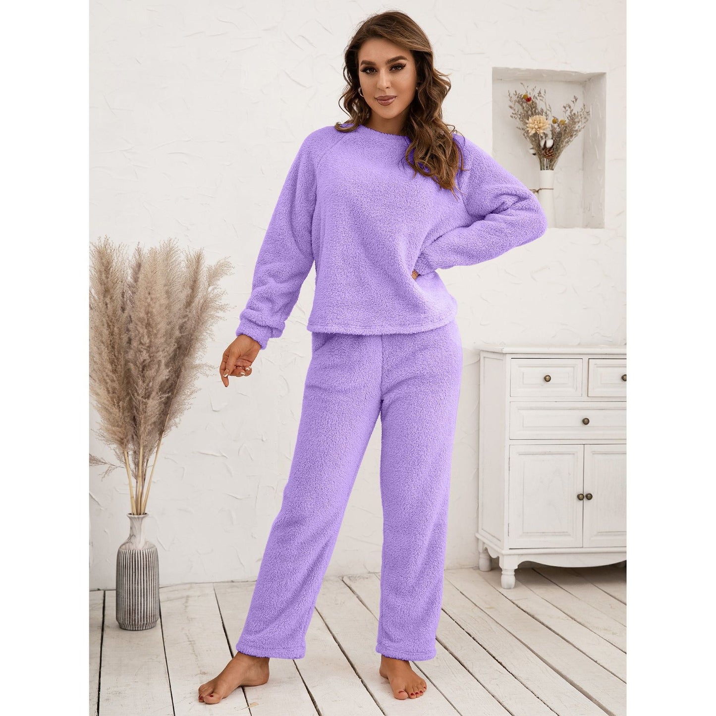 Teddy Long Sleeve Top and Pants Lounge Set