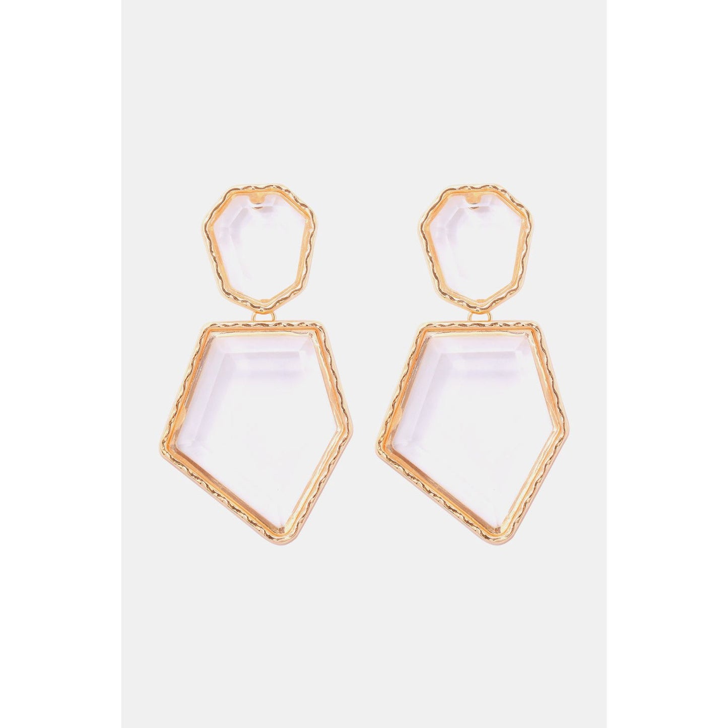 Geometrical Shape Zinc Alloy Frame Resin Dangle Earrings