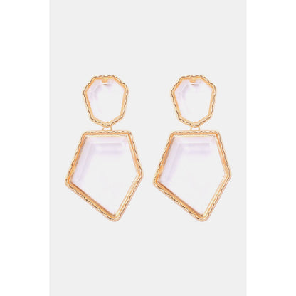 Geometrical Shape Zinc Alloy Frame Resin Dangle Earrings