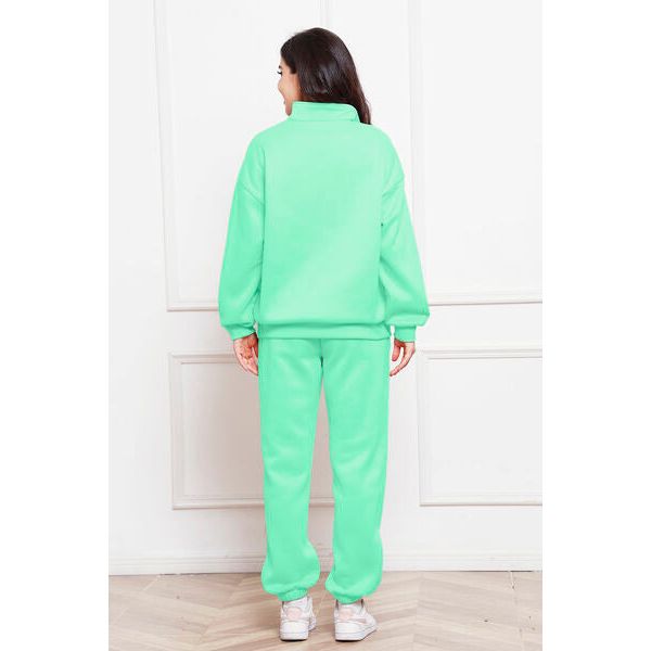 Half Zip Long Sleeve Sweatshirt and Pants Set