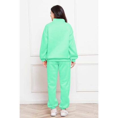 Half Zip Long Sleeve Sweatshirt and Pants Set