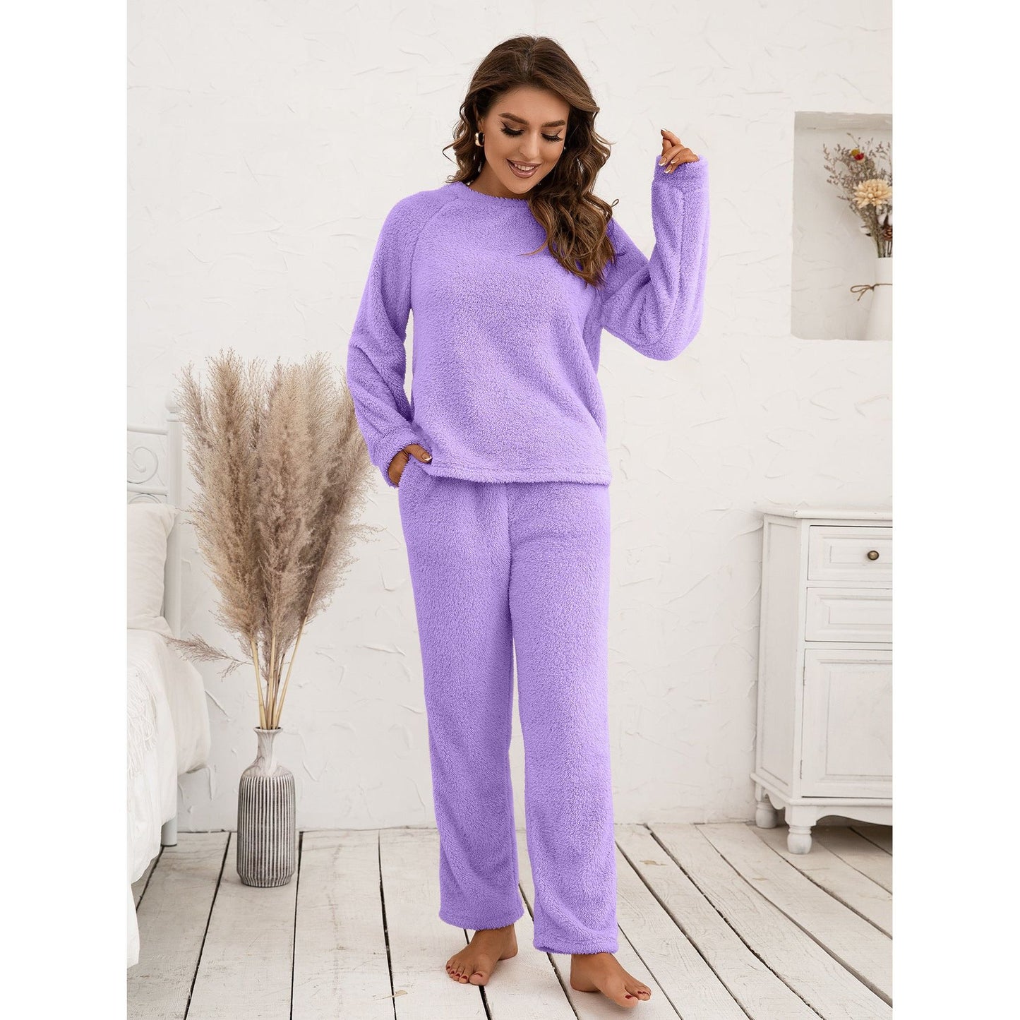 Teddy Long Sleeve Top and Pants Lounge Set