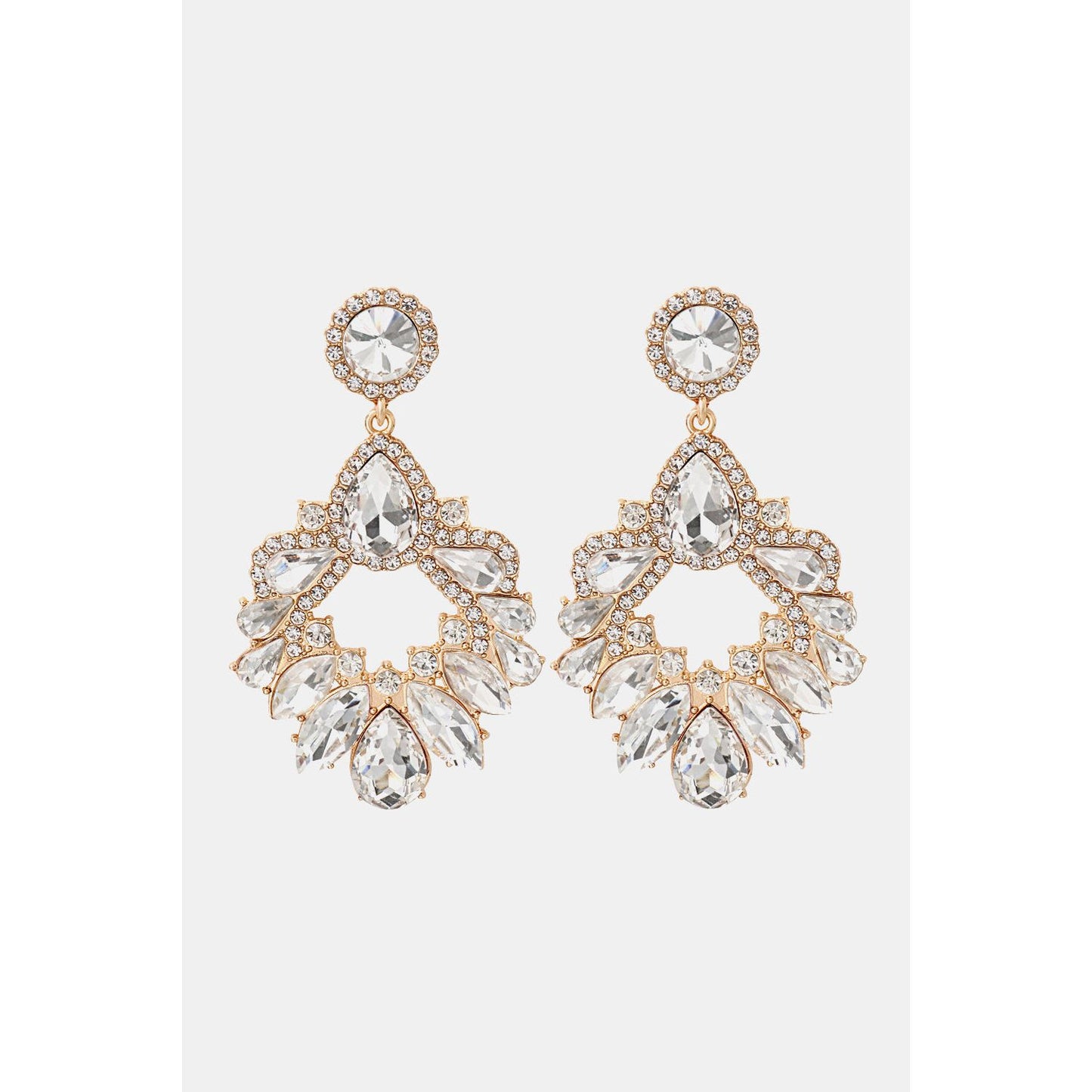 Zinc Alloy Frame Glass Stone Dangle Earrings