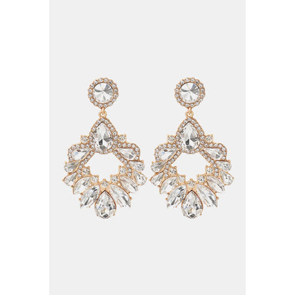 Zinc Alloy Frame Glass Stone Dangle Earrings