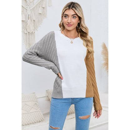 Contrast Color Dropped Shoulder Sweater