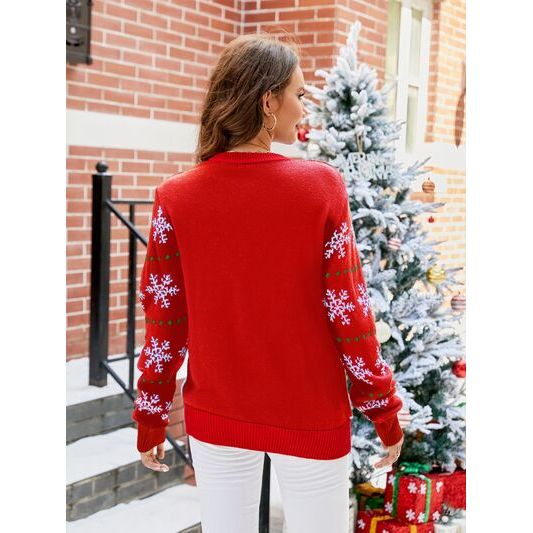 Santa Round Neck Long Sleeve Sweater