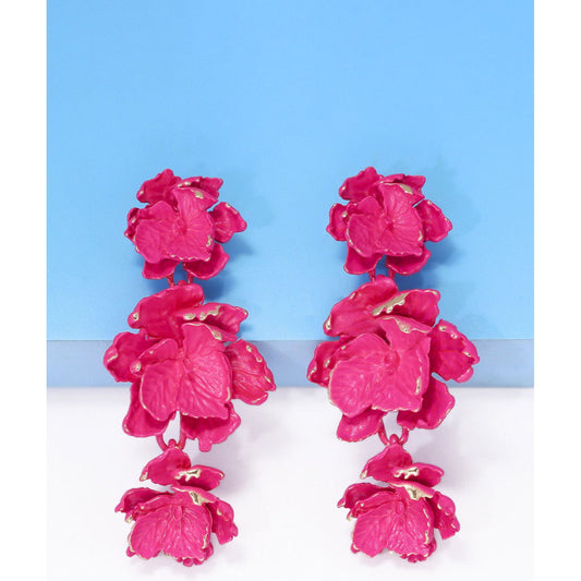 Flower Shape Zinc Alloy Dangle Earrings