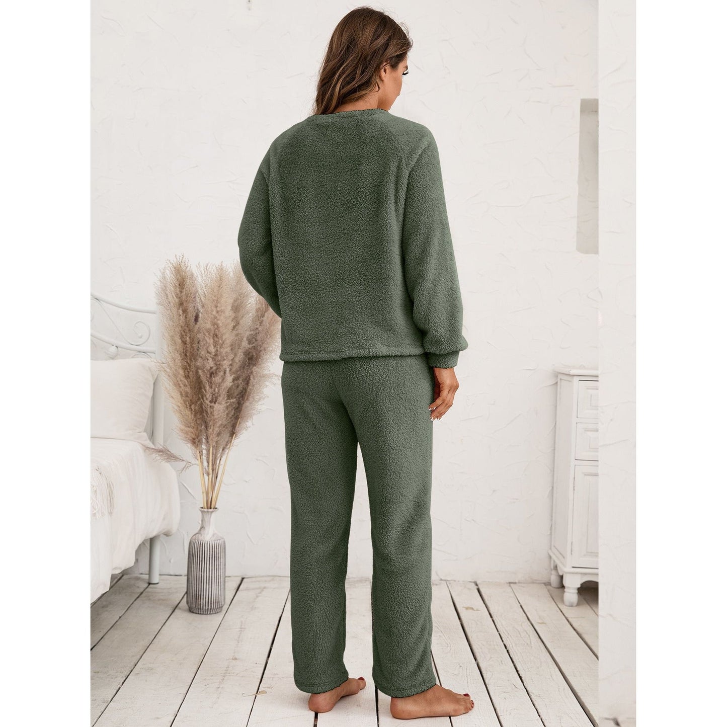 Teddy Long Sleeve Top and Pants Lounge Set