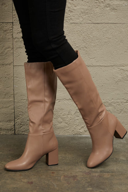 EAST LION CORP Mocha Block Heel Knee-High Boots