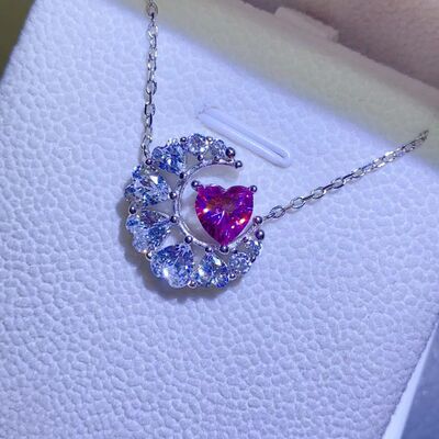 1 Carat Moissanite 925 Sterling Silver Heart Necklace