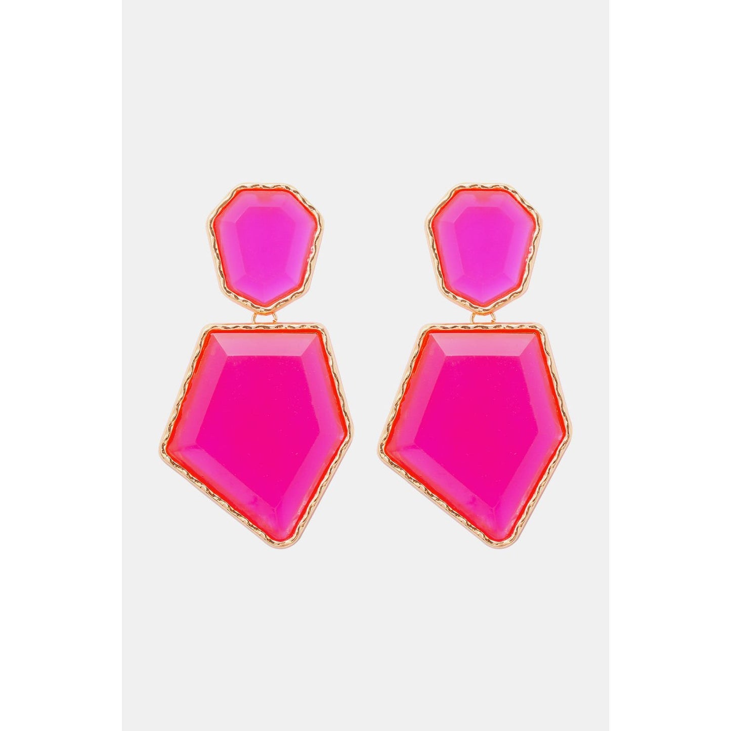 Geometrical Shape Zinc Alloy Frame Resin Dangle Earrings