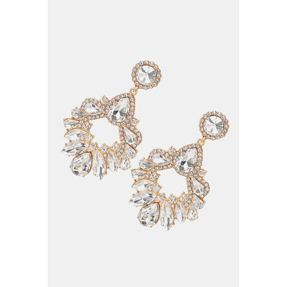 Zinc Alloy Frame Glass Stone Dangle Earrings