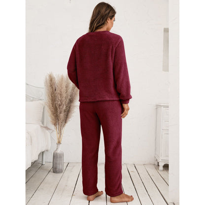 Teddy Long Sleeve Top and Pants Lounge Set