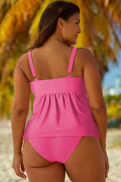 Full Size Adjustable Strap Tankini Set/ S-3XL