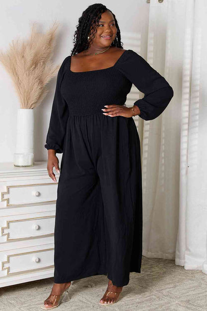 DOUBLE TAKE Black Square Neck Jumpsuit with Pockets