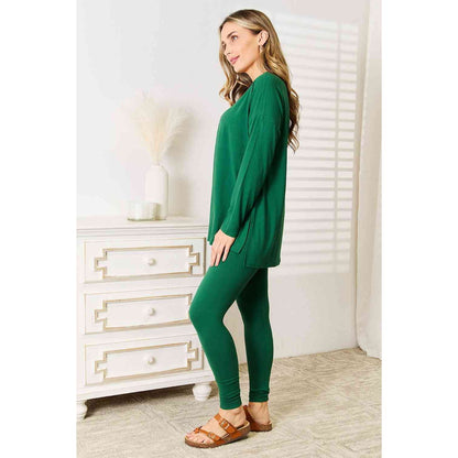 ZENANA Lazy Days Full Size Long Sleeve Top and Leggings Set