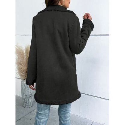 CATHSNNA Contrast Button Up Lapel Collar Long Sleeve Coat