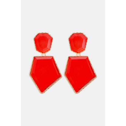 Geometrical Shape Zinc Alloy Frame Resin Dangle Earrings