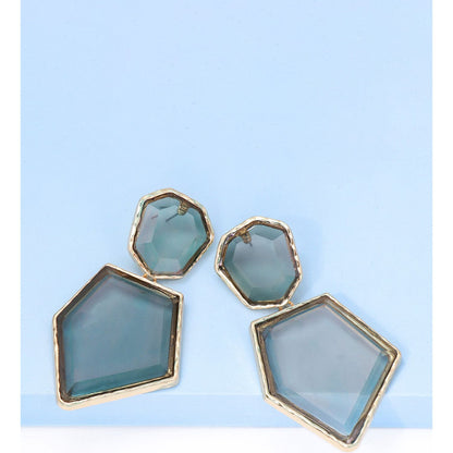 Geometrical Shape Zinc Alloy Frame Resin Dangle Earrings