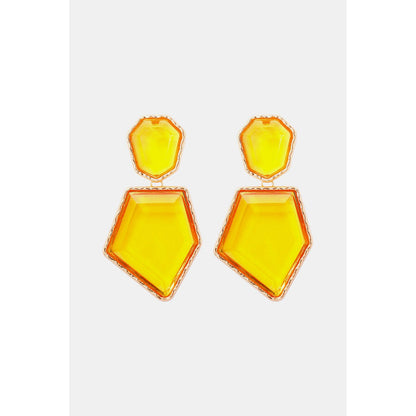 Geometrical Shape Zinc Alloy Frame Resin Dangle Earrings