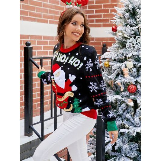 Santa Round Neck Long Sleeve Sweater