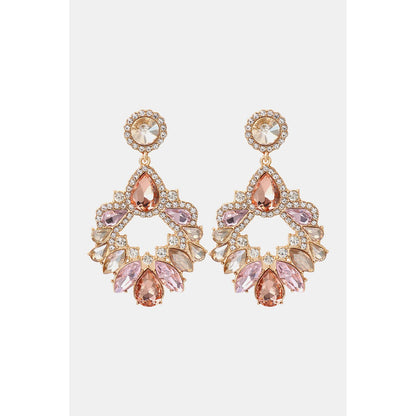 Zinc Alloy Frame Glass Stone Dangle Earrings