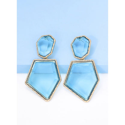 Geometrical Shape Zinc Alloy Frame Resin Dangle Earrings