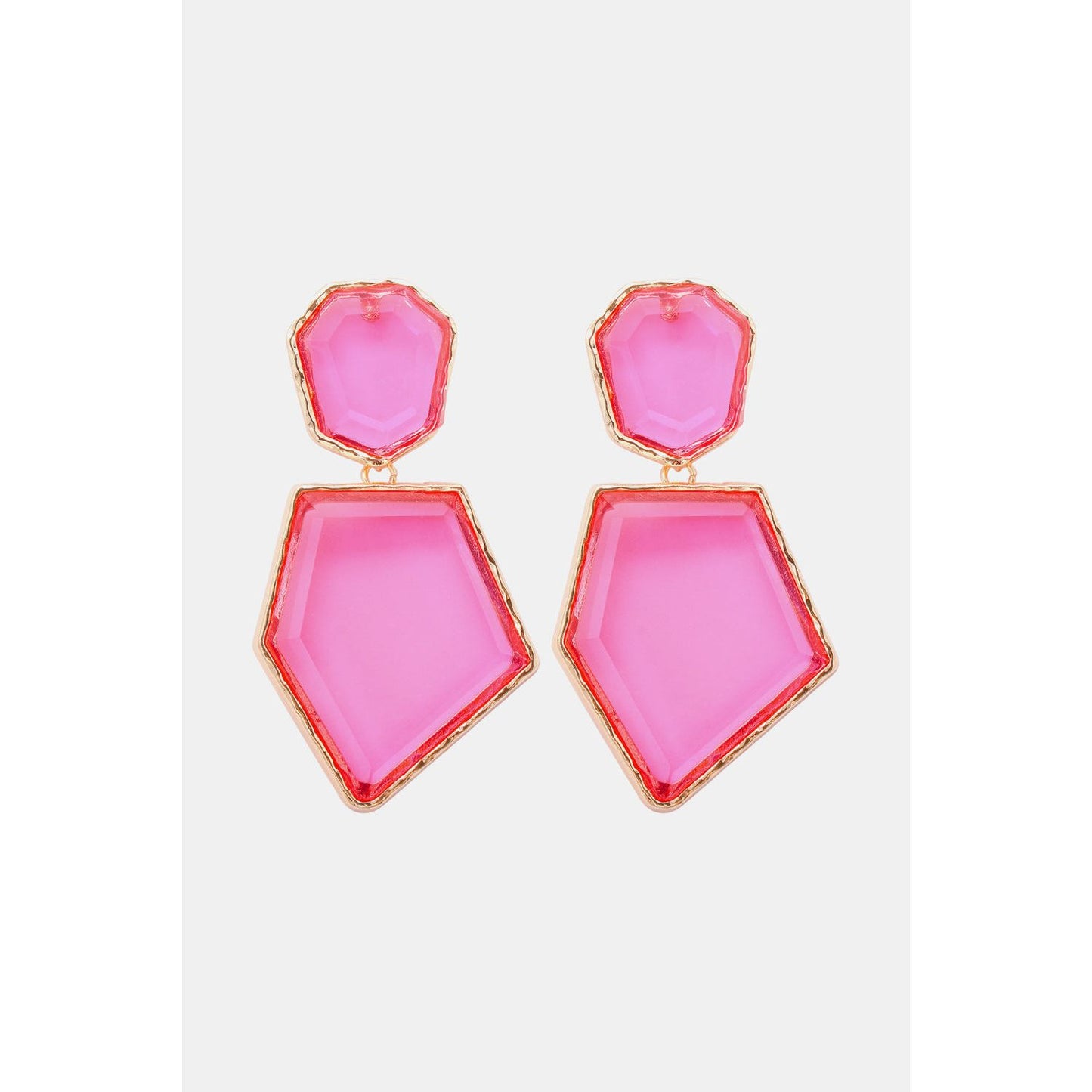 Geometrical Shape Zinc Alloy Frame Resin Dangle Earrings