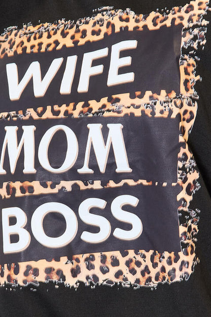 SIMPLY LOVE "WIFE MOM BOSS" Leopard Graphic T-Shirt