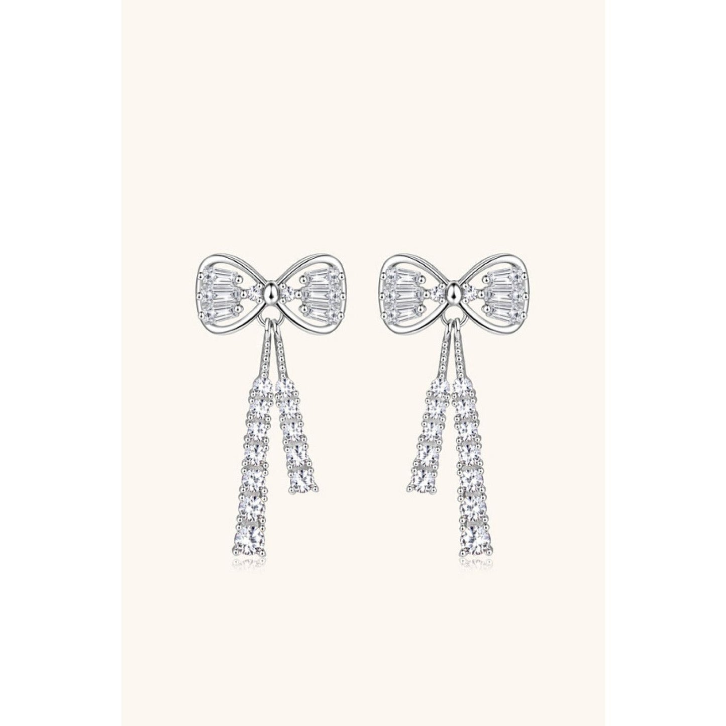 1.12 Carat Moissanite 925 Sterling Silver Bow Earrings