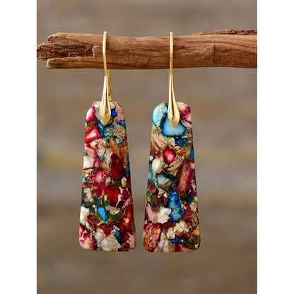 Geometrical Shape Imperial Jasper Dangle Earrings