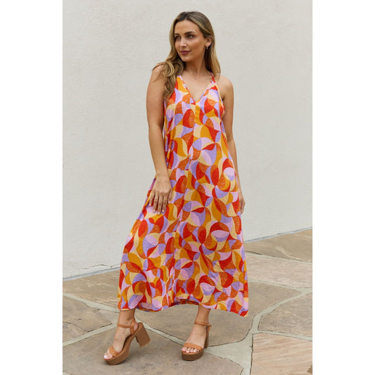 And The Why Full Size Printed Sleeveless Maxi Dress