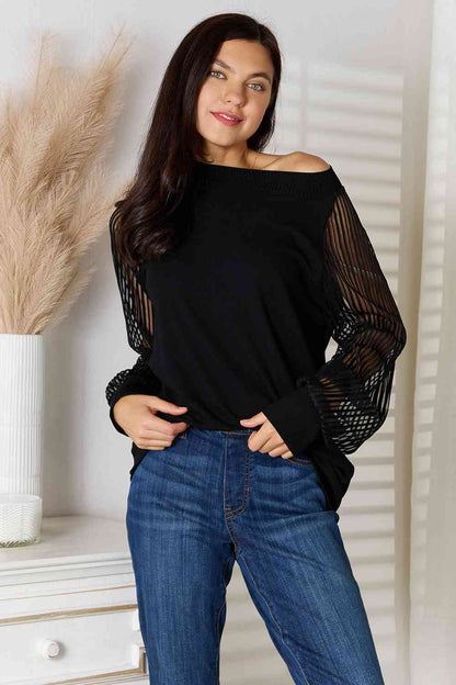 DOUBLE TAKE Black Round Neck Raglan Sleeve Blouse