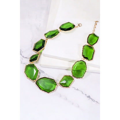 Geometrical Shape Zinc Alloy Frame Resin Necklace