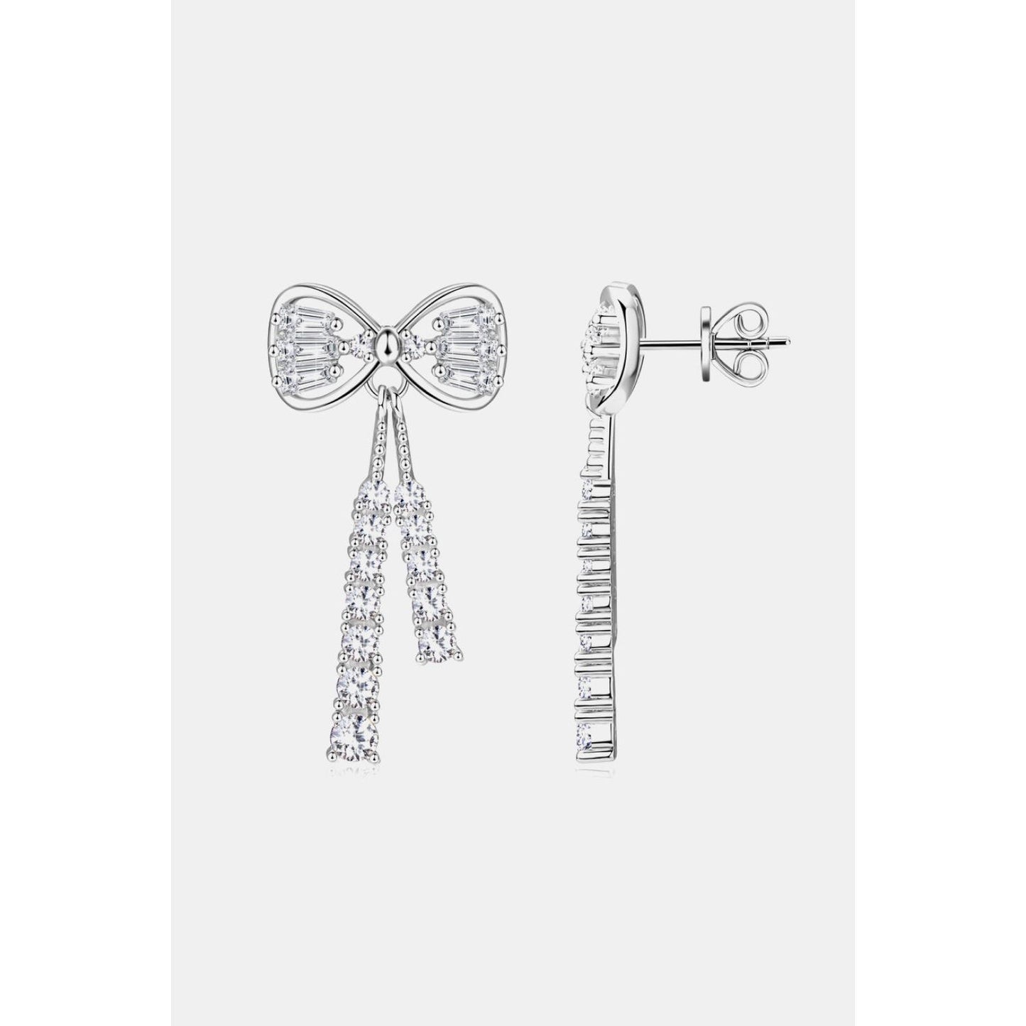 1.12 Carat Moissanite 925 Sterling Silver Bow Earrings