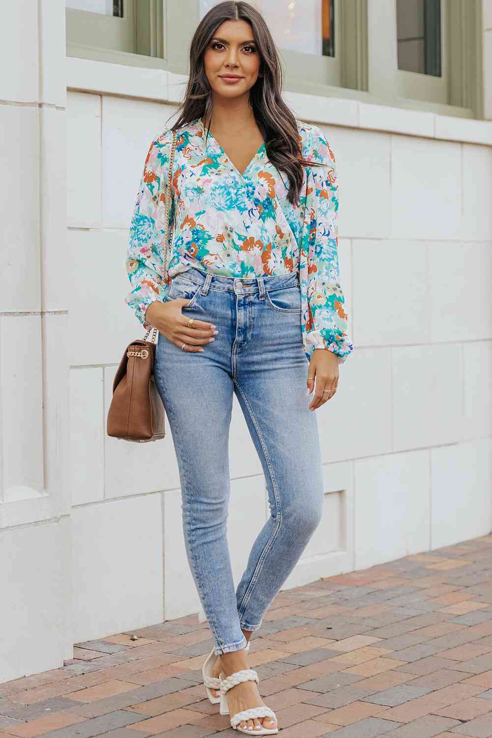 Floral Long Balloon Sleeve Bodysuit