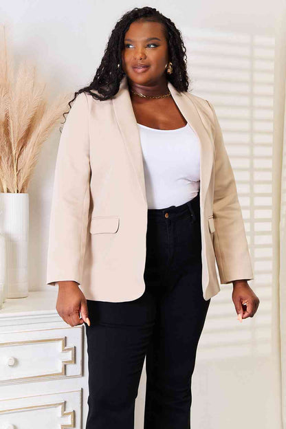 DOUBLE TAKE Shawl Collar Long Sleeve Blazer