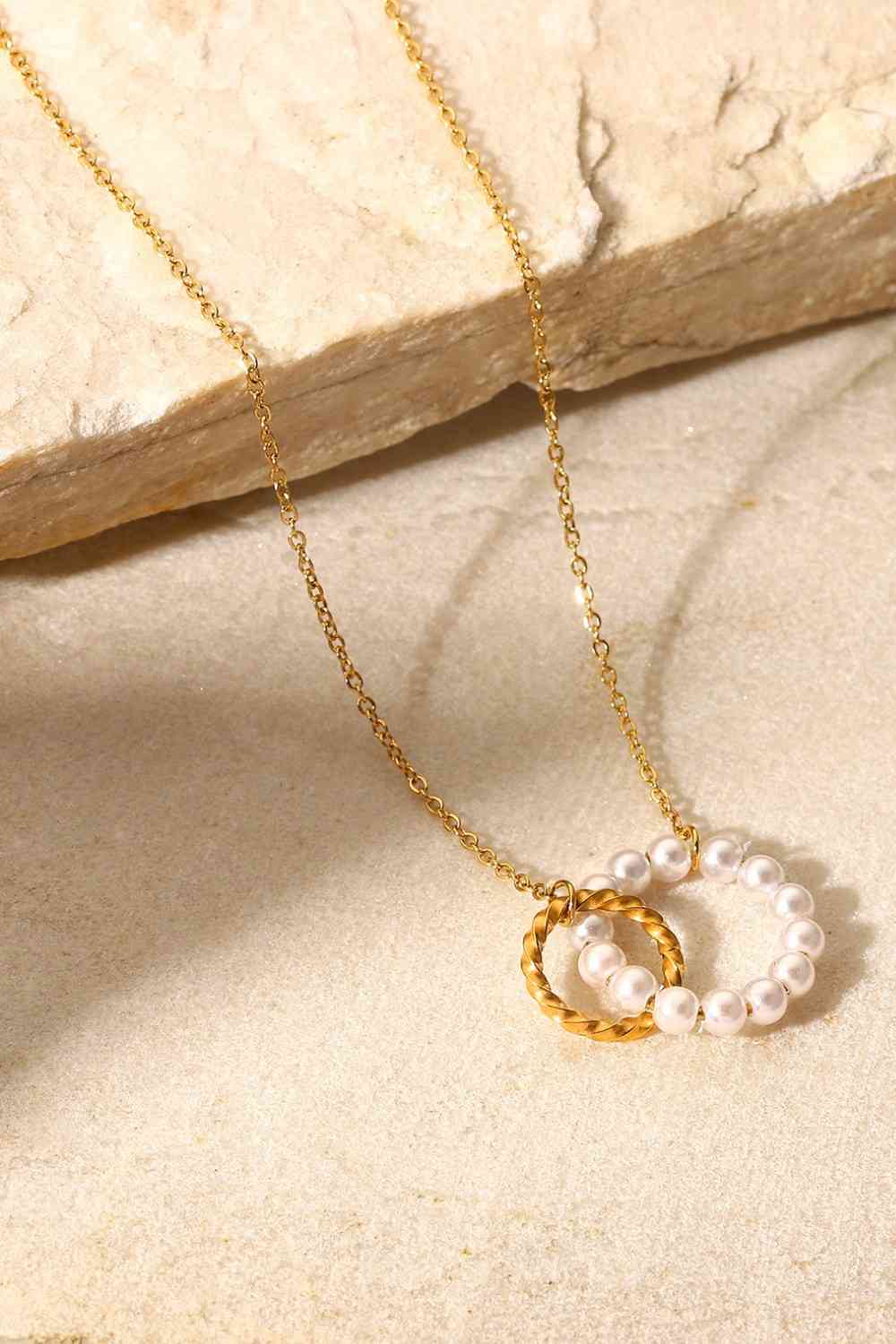 Pearl Hoop Link Pendant Necklace