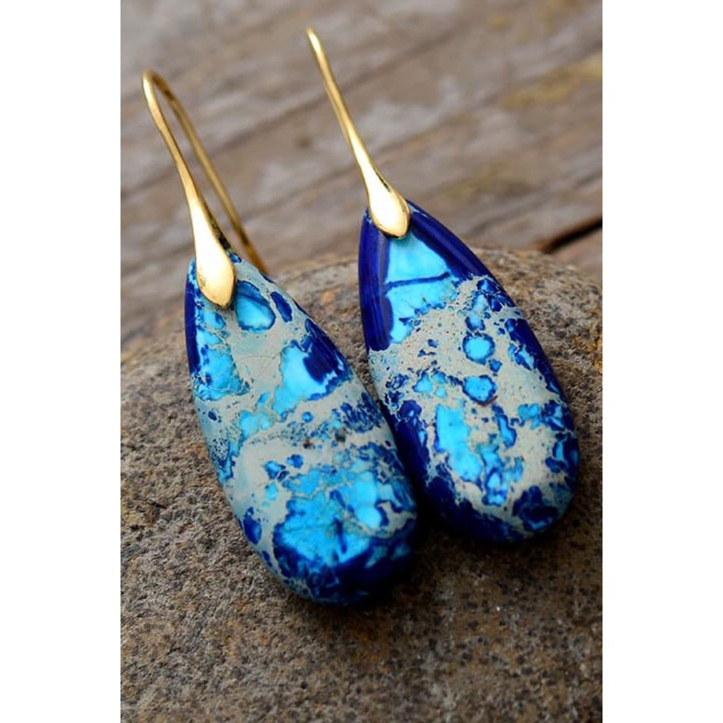 Handmade Teardrop Shape Natural Stone Dangle Earrings