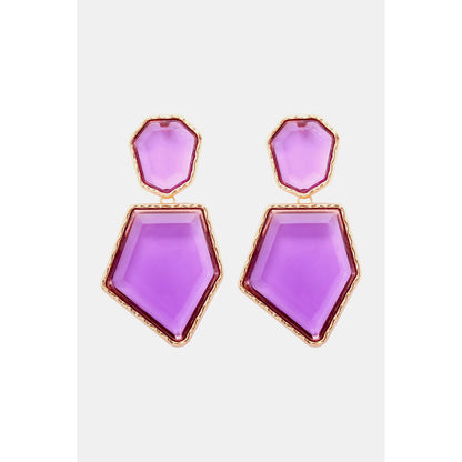 Geometrical Shape Zinc Alloy Frame Resin Dangle Earrings