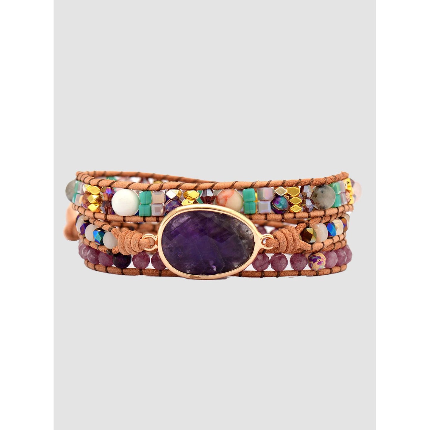 Triple-Layer Exotic Amethyst Bracelet