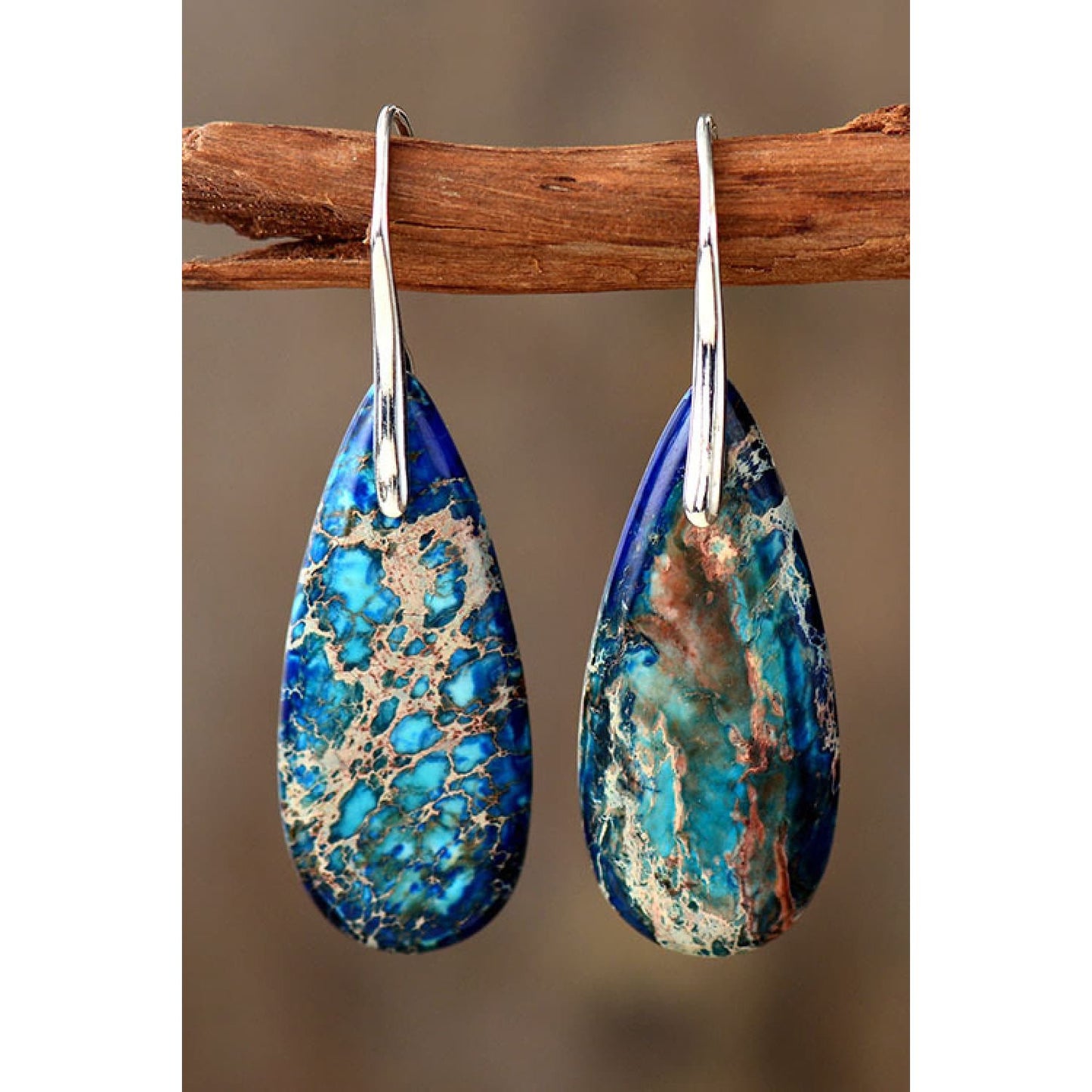 Handmade Teardrop Shape Natural Stone Dangle Earrings