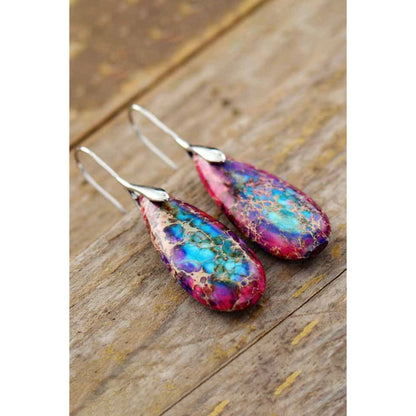 Handmade Teardrop Shape Natural Stone Dangle Earrings