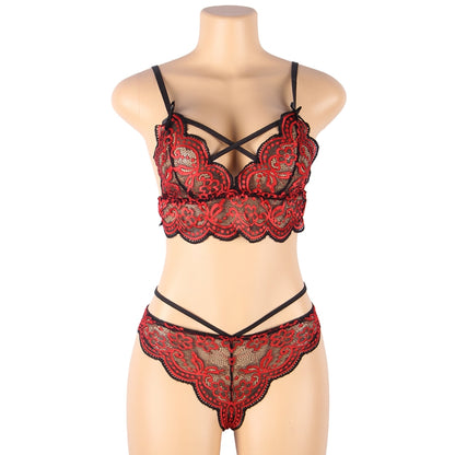 Sexy Embroidered Plus-size Lace Lingerie Set