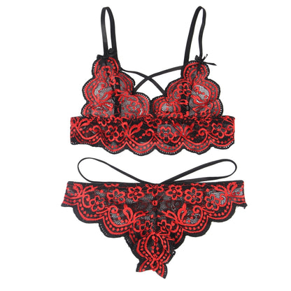 Sexy Embroidered Plus-size Lace Lingerie Set