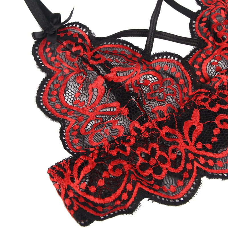 Sexy Embroidered Plus-size Lace Lingerie Set